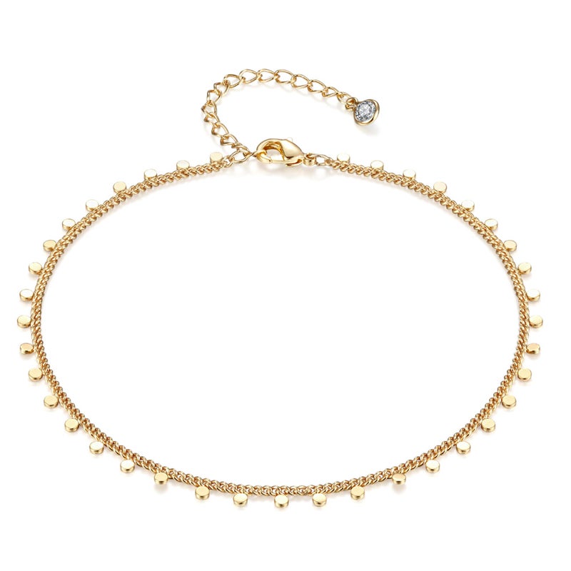 Fettero Anklet Bracelets for Women Gold Plated Dainty Waterproof Anklet Charm Bracelet Beach Anklet Jewelry Beaded Ball Tennis Link Chain Summer Boho Beach Foot Jewelry for Women - Image 1